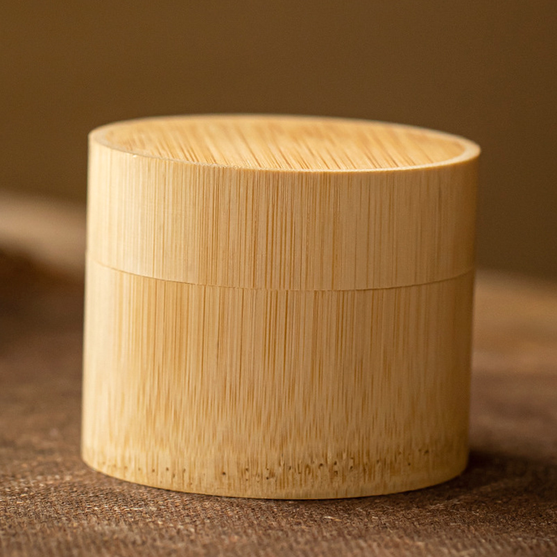 Caja de Bambú Artesanal para Polvo de Matcha Grande 7~7.5 cm